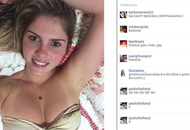 De biquiní na cama: Bárbara Evans reclama do calor - Reprodução Instagram