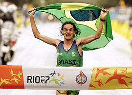 Maratona masculina Franck Caldeira, vencedor da medalha de ouro