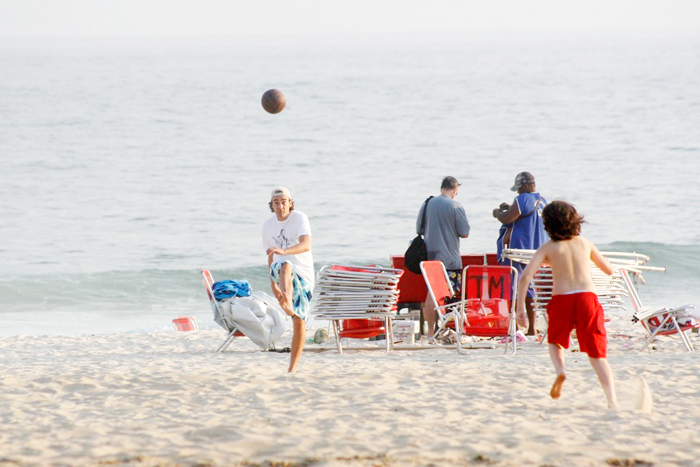 Pai e filho curtiram a praia no Rio de Janeiro