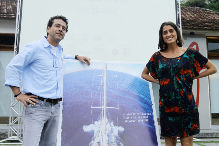 Marcos Palmeira e Cynthia Howlett durante o evento  Biodiversidade dos Oceanos e Mudanças Ambientais
