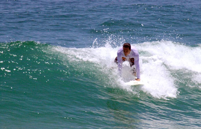 Rodrigo mostrou que é bom no surf