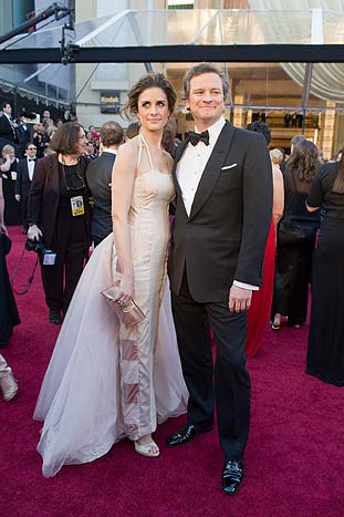 Colin Firth, ganhador do Oscar de Melhor Ator por Discurso do Rei, e sua mulher, a produtora italiana Livia Giuggioli