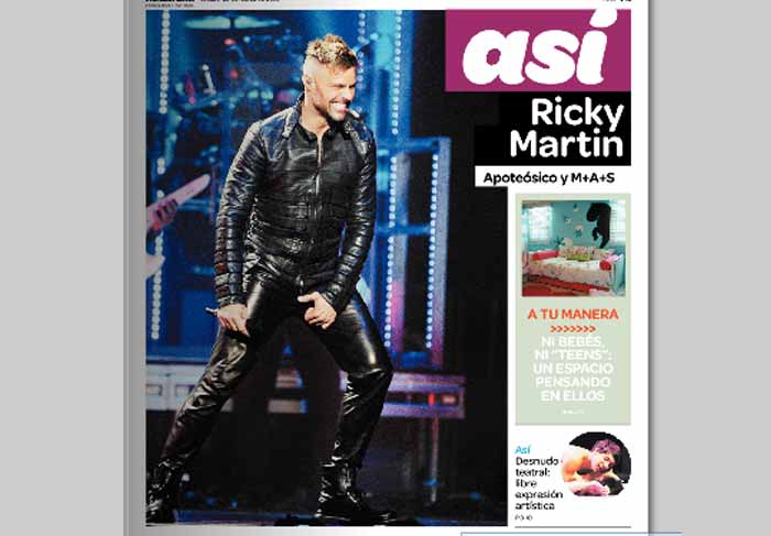 Reportagem do jornal Primera Hora de Porto Rico sobre a estreia da turne Musica, Alma, Sexo de Ricky Martin