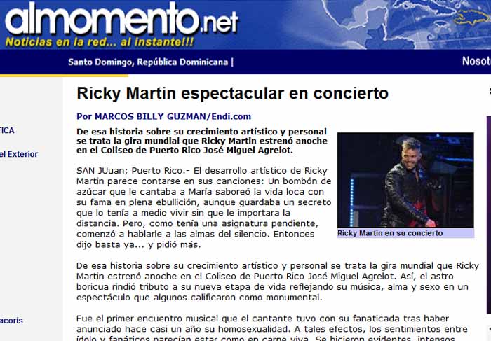 Reportagem do Al Momento sobre a estreia da turne Musica Alma, Sexo de Ricky Martin
