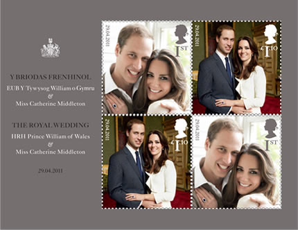Correio britânico lança selos comemorativos do casamento real