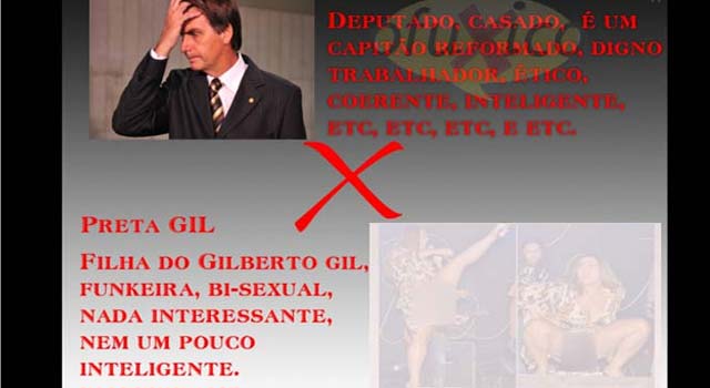 Site de Preta Gil é hackeado em defesa do deputado Bolsonaro