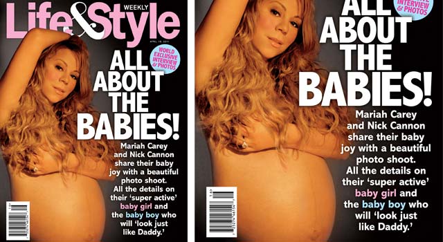 Mariah Carey exibe o barrigão de grávida em capa de revista Life & Style O Fuxico