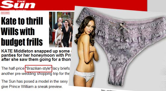 Kate Middleton compra calcinha brasileira para lua de mel. Reprodução/Fotomontagem 