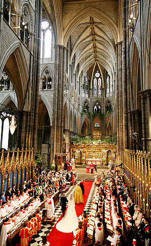 O início da cerimônia na Abadia de Westminster