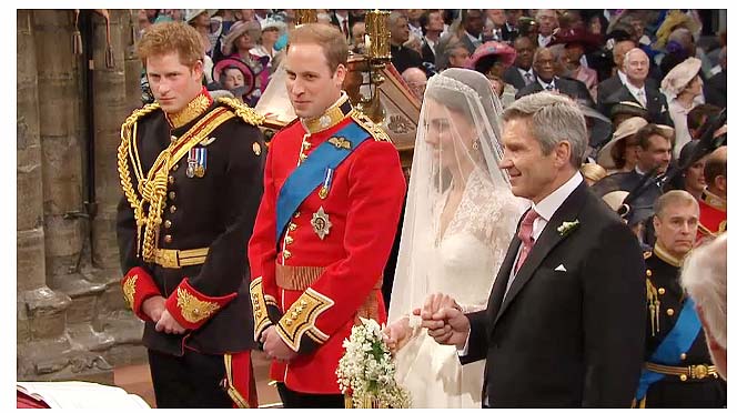 Príncipe Harry, William, Kate e seu pai Michael Francis Middleton
