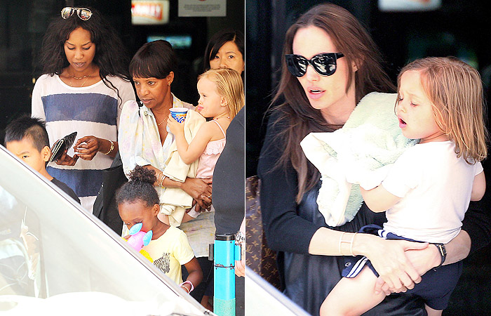 Angelina Jolie leva sua tropinha para jogar boliche, em Malta - Grosby