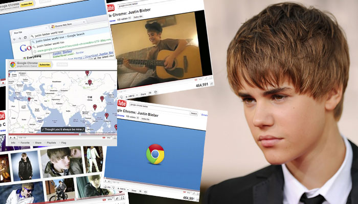 Justin Bieber vira garoto propaganda do Google  Fotomontagem/O Fuxico