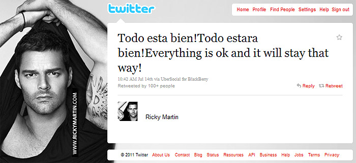 Ricky Martin desmente ameaça através de assessoria - Reprodução