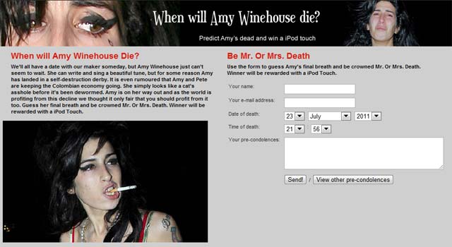 Site oferecia IPod para quem acertasse dia da morte de Amy Winehouse  O Fuxico