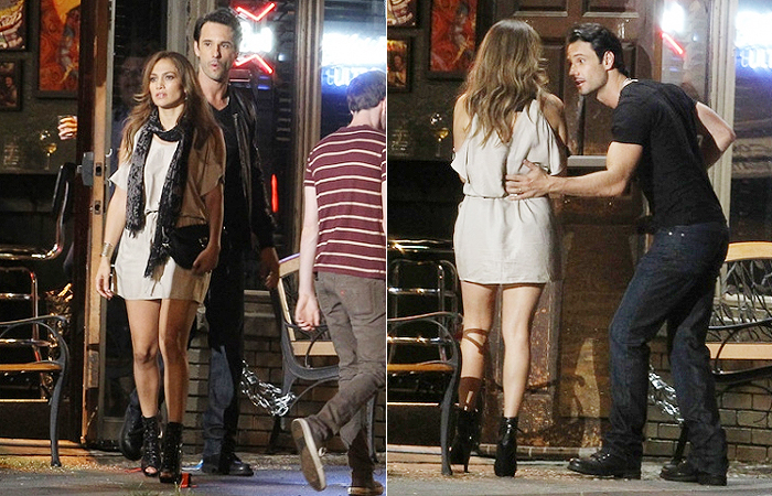 Jennifer Lopez e Rodrigo Santoro se divertem durante filmagem - Grosby