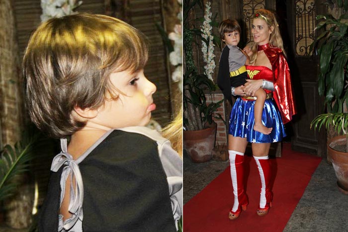 Carolina Dieckmann se veste de Mulher Maravilha no aniversário do filho