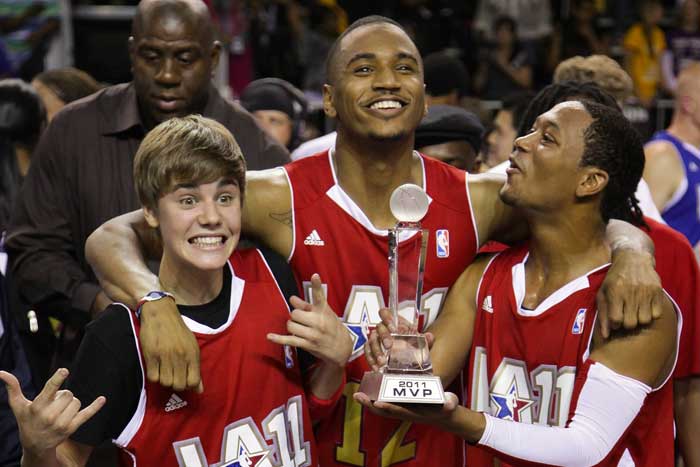 Ele arrasou no All-Star Game, jogo de basquete que reuniu jogadores consagrados e celebridades.