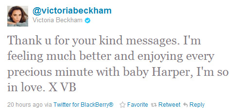 Victoria Beckham se sente melhor e agradece aos fãs pelo apoio