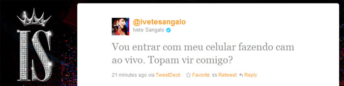 Ivete Sangalo faz Twitcam durante show