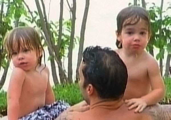 Ricky Martin com os filhos Valentino e Matteo