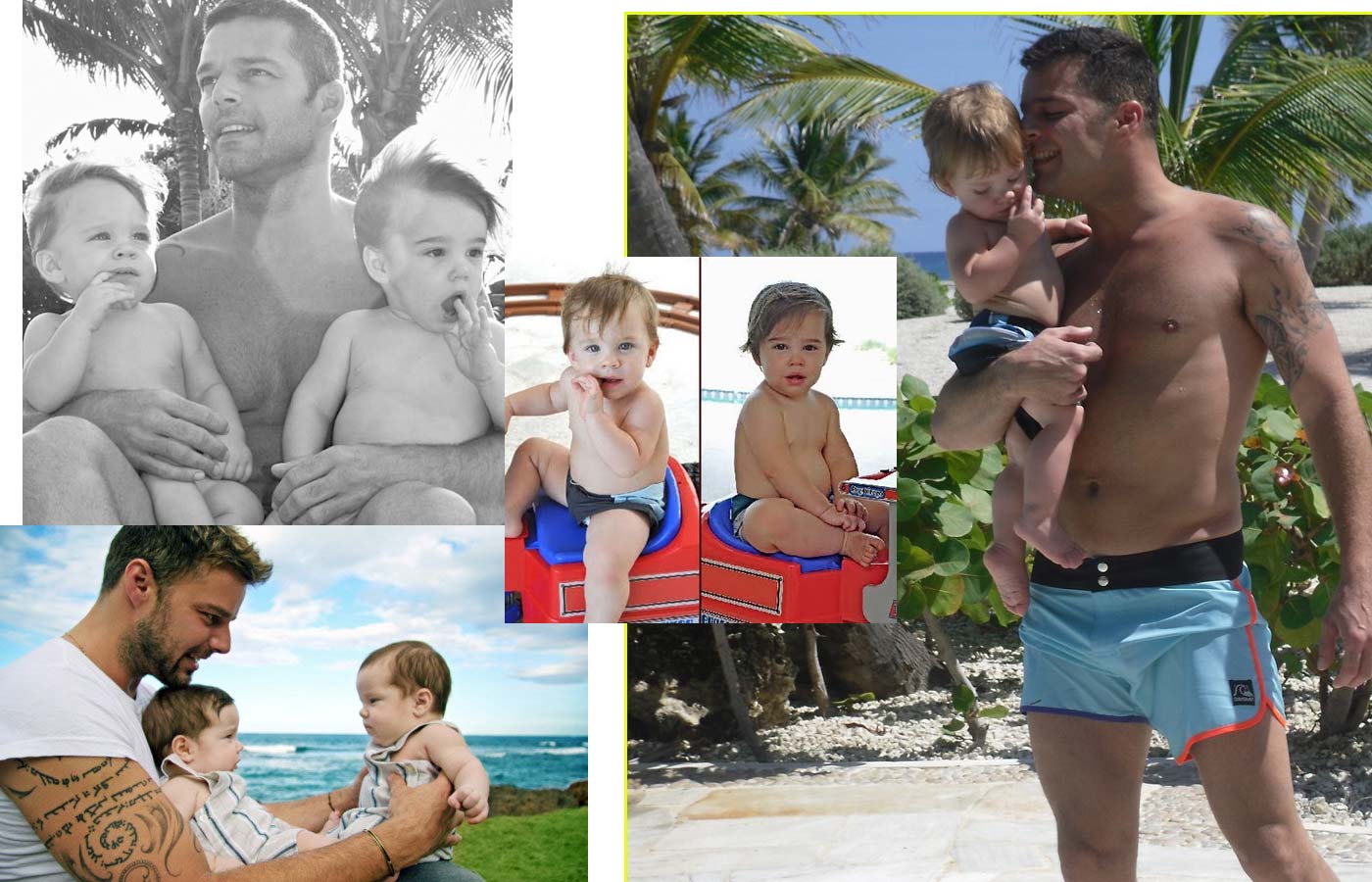 Ricky Martin com os filhos Valentino e Matteo