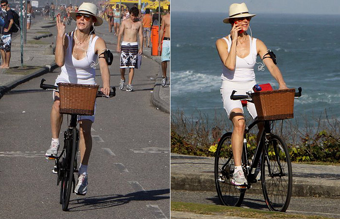 Christiane Torloni brinca com paparazzi durante passeio de bike - Ag News
