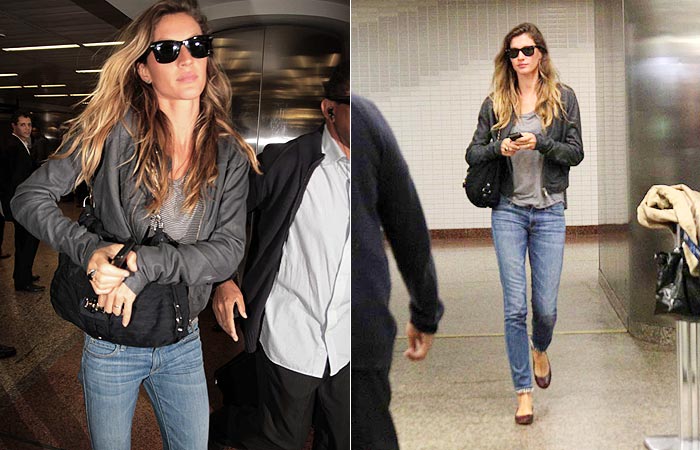 Sozinha, Gisele Bündchen desembarca em São Paulo - Ag News