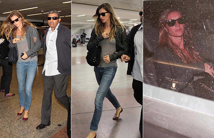 Gisele Bündchen desembarca em aeroporto de São Paulo acompanhada de segurança - Ag News