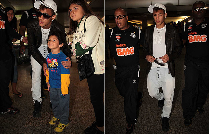  Neymar tira fotos com fãs em aeroporto - Ag News