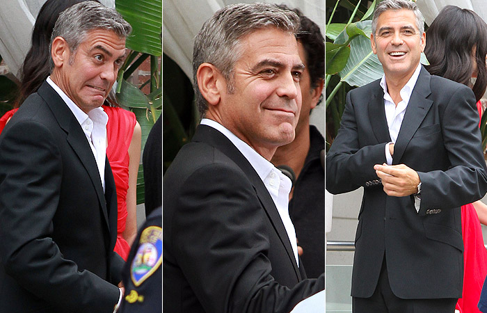 George Clooney faz caretas na gravação de comercial da Mercedes Benz - Grosby Group