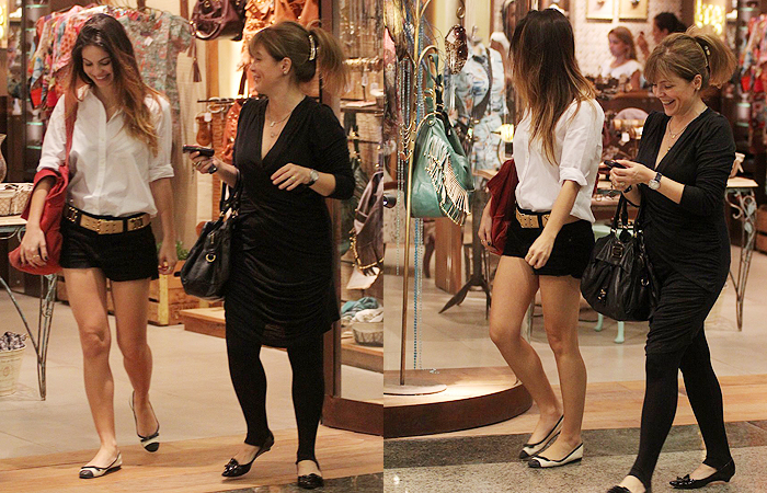 Sthefany Brito e o irmão Kayky almoçam juntos no Rio