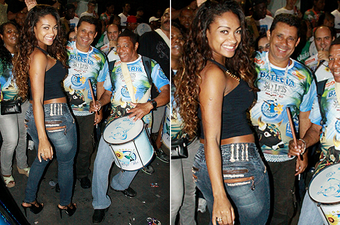 Ex-BBB Jaqueline mostra o samba no pé na quadra da Beija-Flor - Divulgação