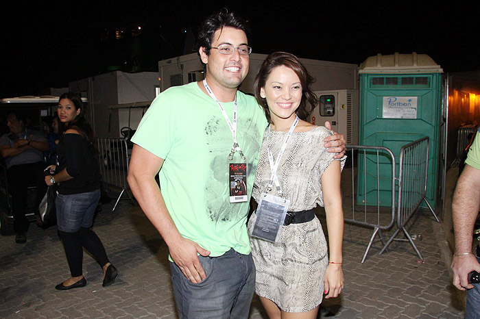 Apresentadores do Vídeo Show, Bruno de Lucca e Geovanna Tominaga no back stage do Rock In Rio