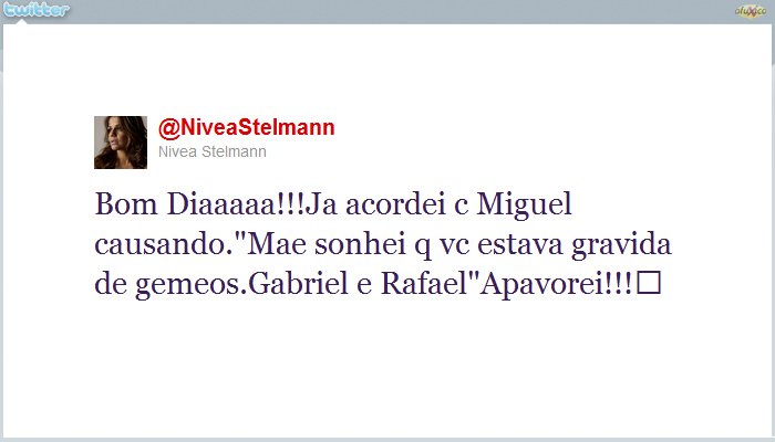  Filho de Nívea Stelmann sonha que a mãe está grávida de gêmeos - Reprodução