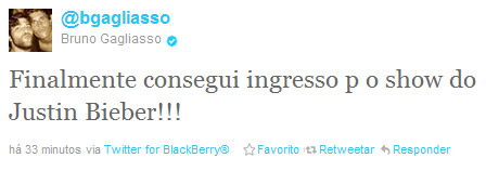 Bruno Gagliasso consegue ingresso para o show de Justin Bieber