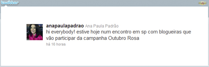 Ana Paula Padrão apoia campanha Outubro Rosa - Reprodução