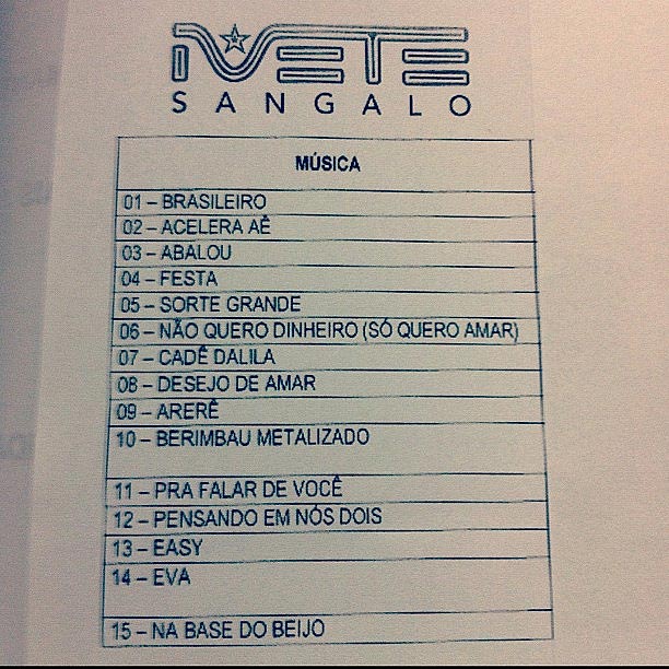 Set List Ivete Sangalo O Fuxico