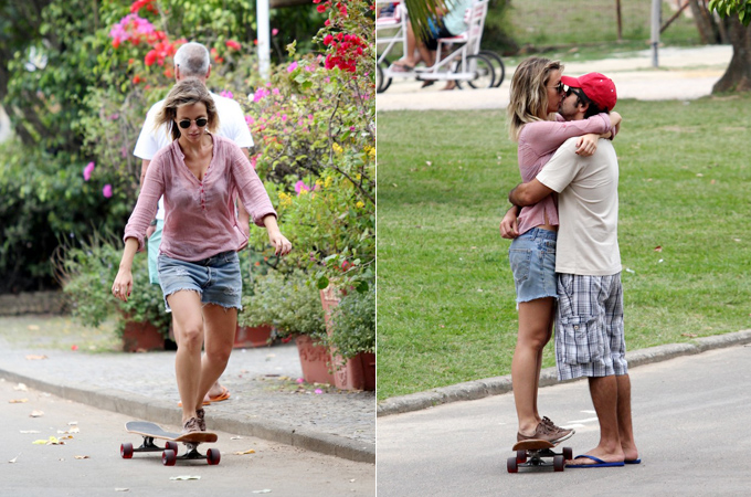 Juliana Didone ganha beijo do namorado em cima do skate - Ag.News