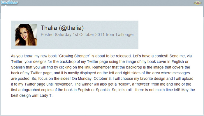 Thalía convida os fãs para desenhar a contracapa de seu livro