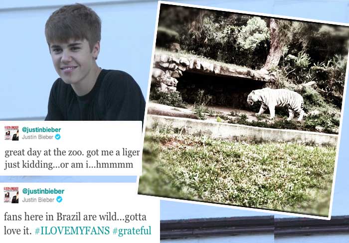 Justin Bieber visita zoológico e posta foto de tigre O Fuxico