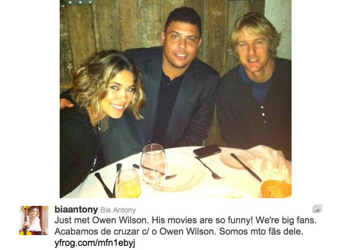 Ronaldo e Bia Antony encontram Owen Wilson nos EUA  O Fuxico