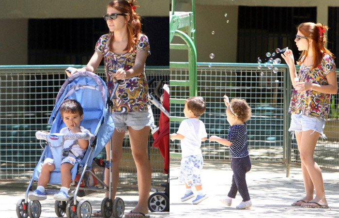 Mariah Rocha leva filho para brincar em parque