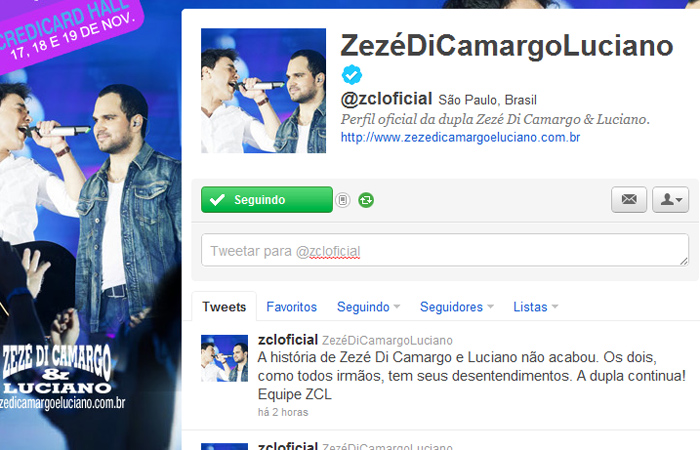 Suposta separação de Zezé di Camargo e Luciano bomba no Twitter