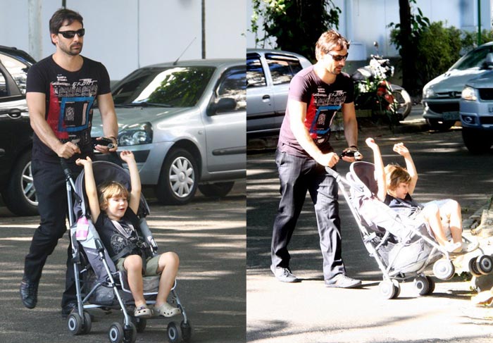 Murilo Rosa todo paizão passeando com seu filho Luccas. O Fuxico