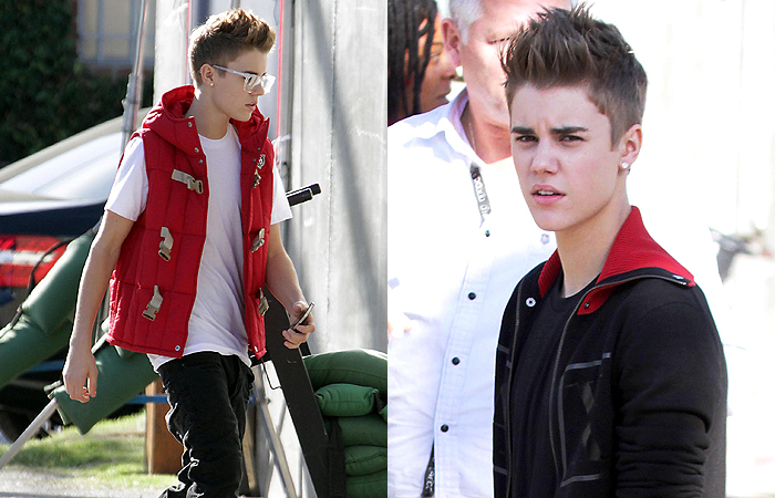 Justin Bieber grava comercial com novo corte de cabelo