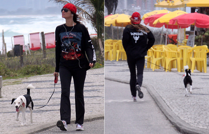 Ellen Jabour curte manhã fria no Rio com caminhada pela Barra