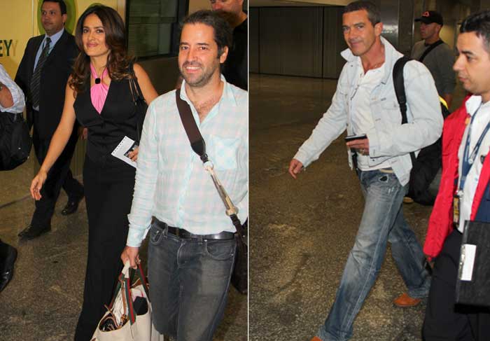 Antonio Banderas e Salma Hayek desembarcam no Rio de Janeiro OFuxico