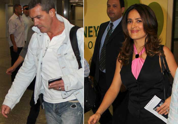 Antonio Banderas e Salma Hayek desembarcam no Rio de Janeiro O Fuxico