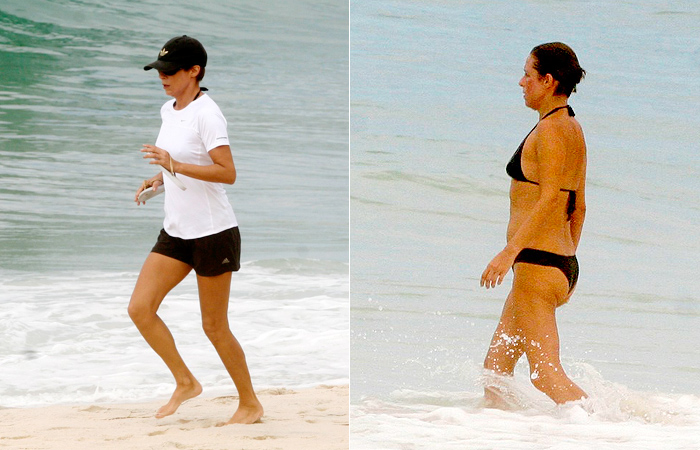 Andrea Beltrão corre descalça na areia da praia  - Edson Teófilo/APhotos