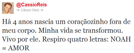 Cássio Reis comemora quatro anos de Noah pelo Twitter